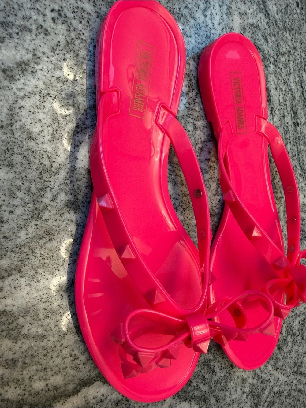 Women's Bright Pink Bow Jelly Slide Sandals